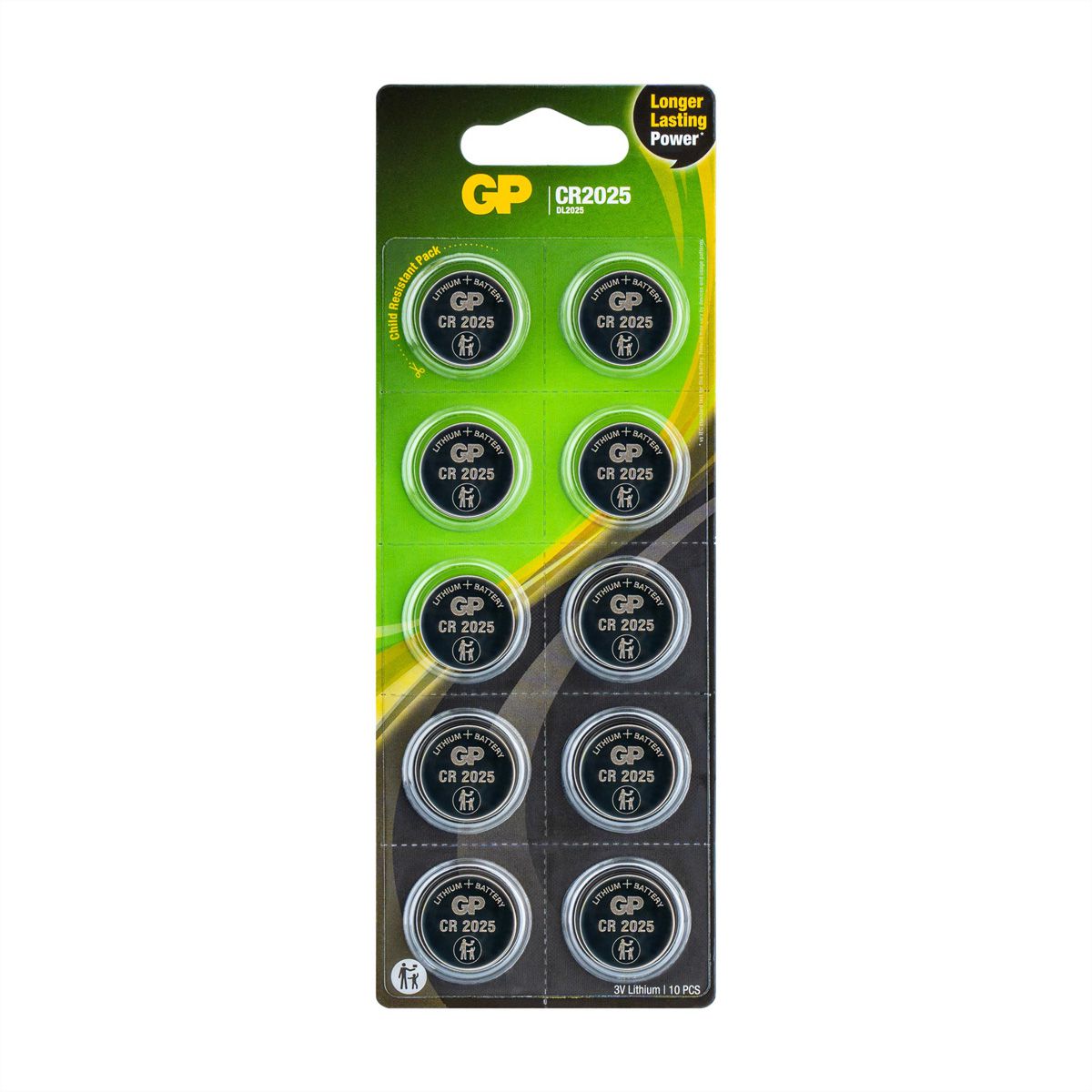 GP Batteries Lithium CR2025 10x 3V Knopfzelle