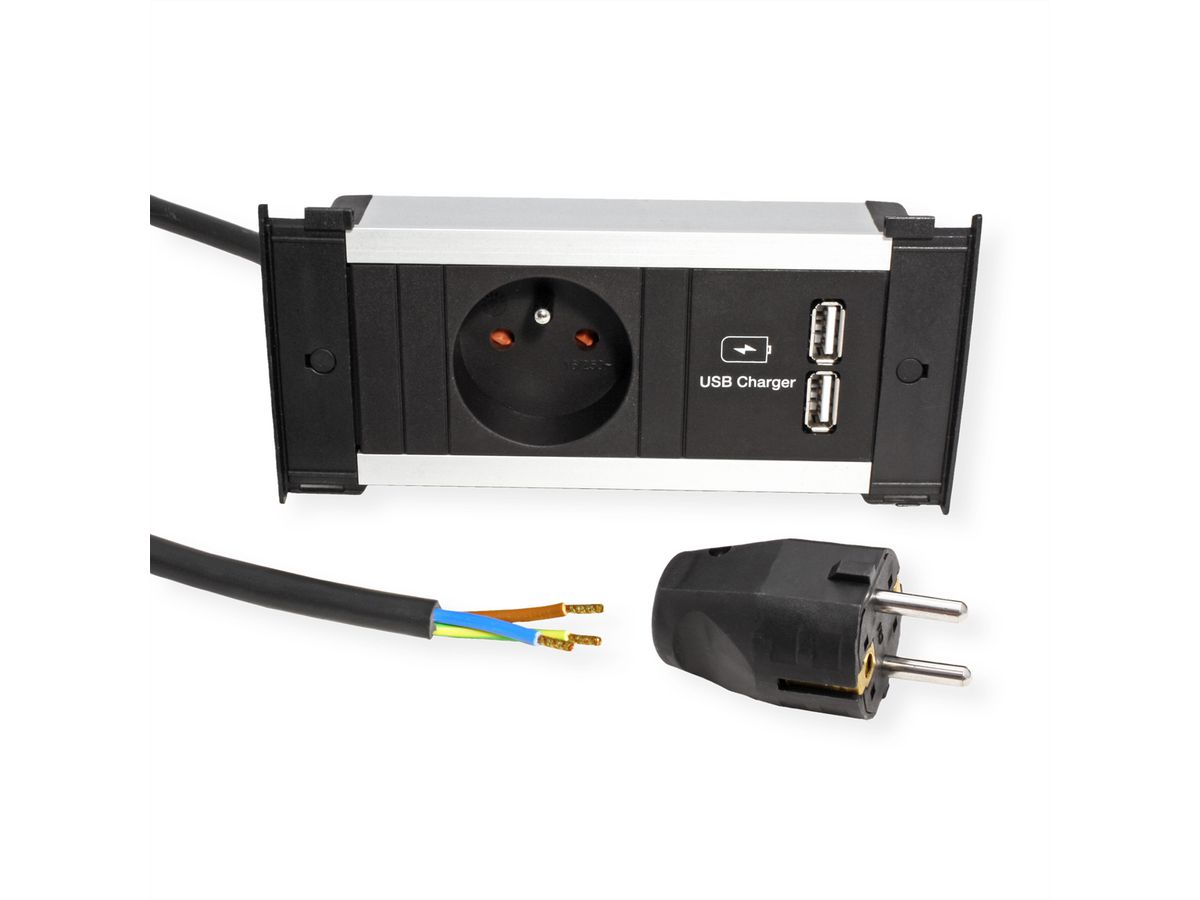 BACHMANN KAPSA XS 1xUTE 1xUSB Charger Strom 2,0m AEH CEE7/7