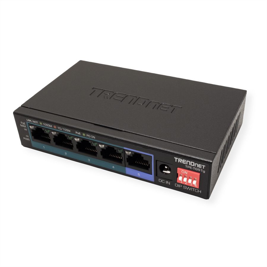 TRENDnet TPE-TG51G 5-Port PoE+ Switch Gigabit 60W
