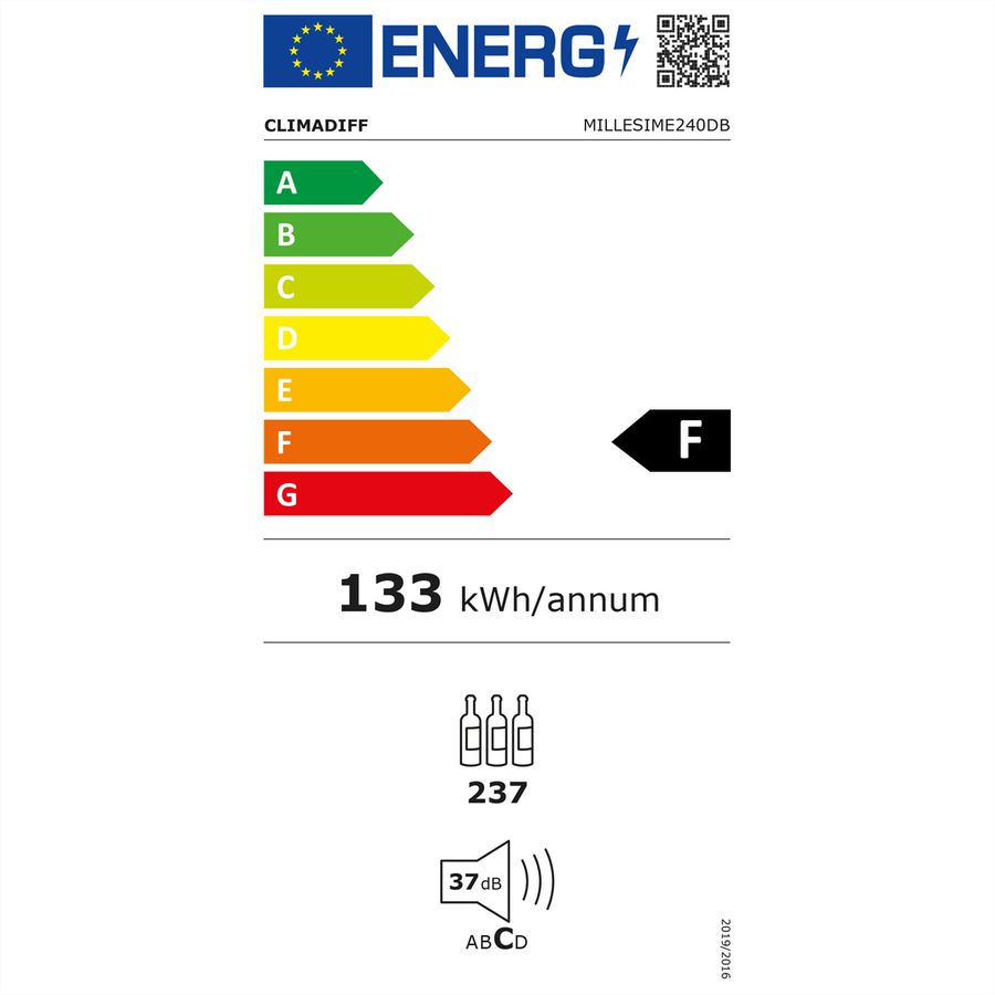 Climadiff Weinkühlschrank MILLESIME240DB, Freistehend, 2 Zonen, 237 Flaschen