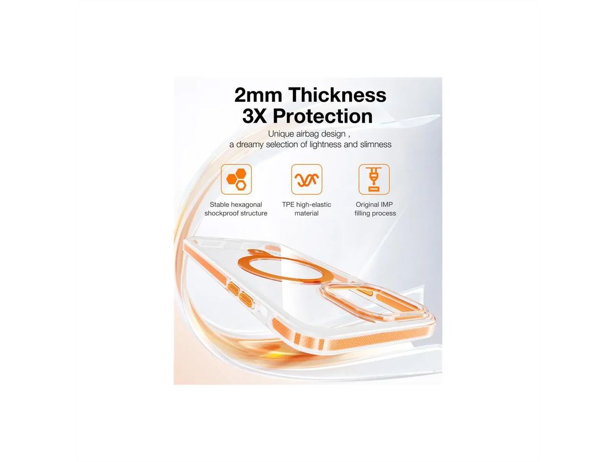 Torras UPRO Ostand Hue Case, iPhone 15 Pro Max, MagSafe, transparent