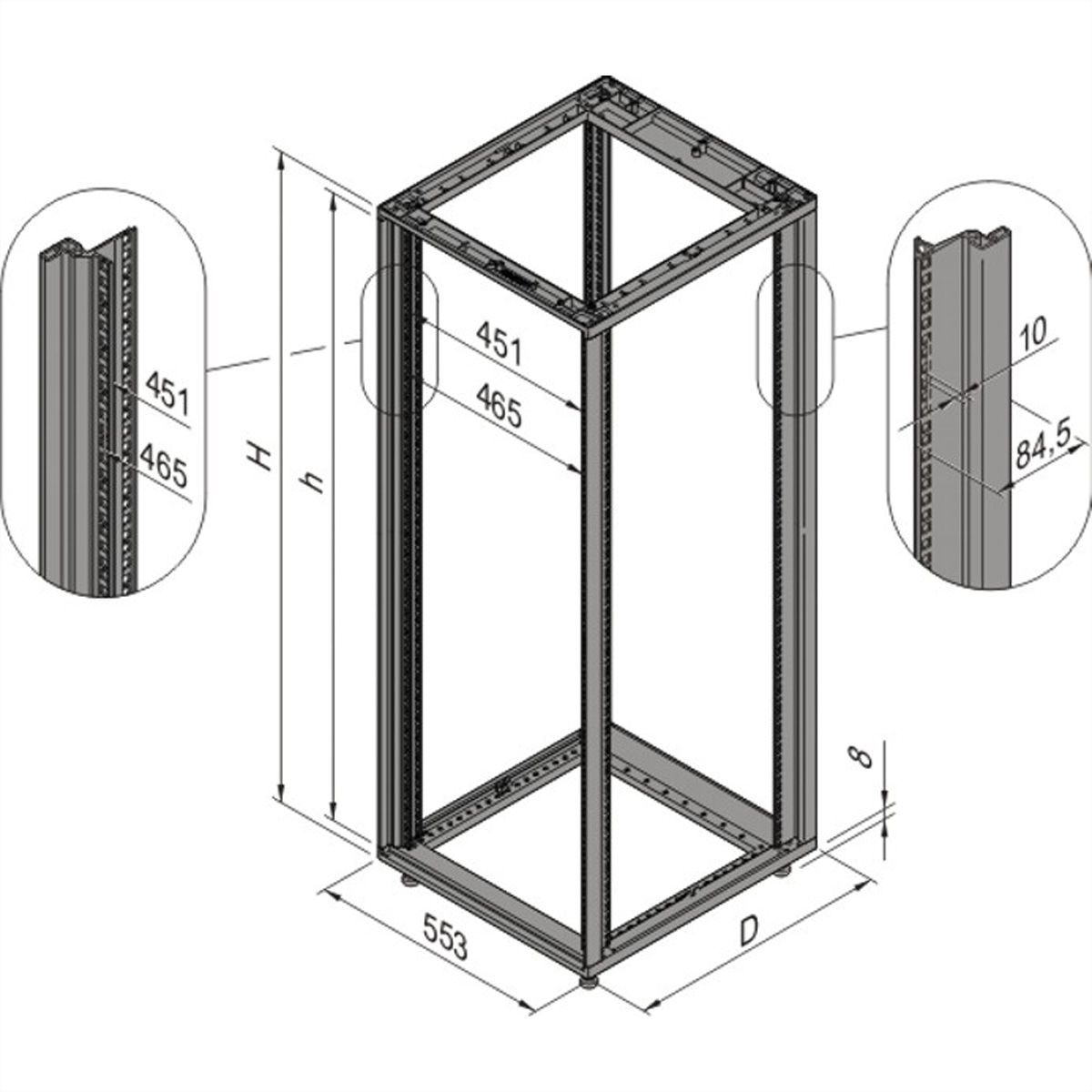 Cadre d'armoire Novastar SCHROFF, Slim-Line, 47 U 553W 600D