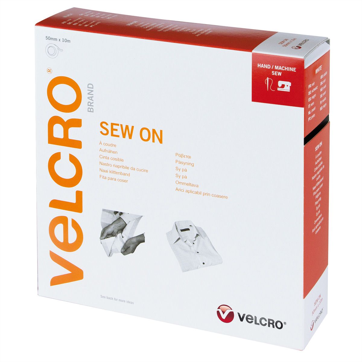 VELCRO® Klettband zum Aufnähen, Haken & Flausch 50mm x 10m Weiß
