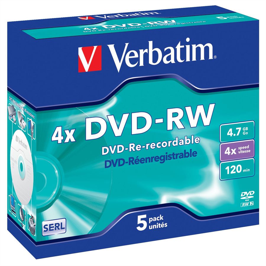Verbatim DVD-RW Jewel 4.7GB 4x 5 Pack