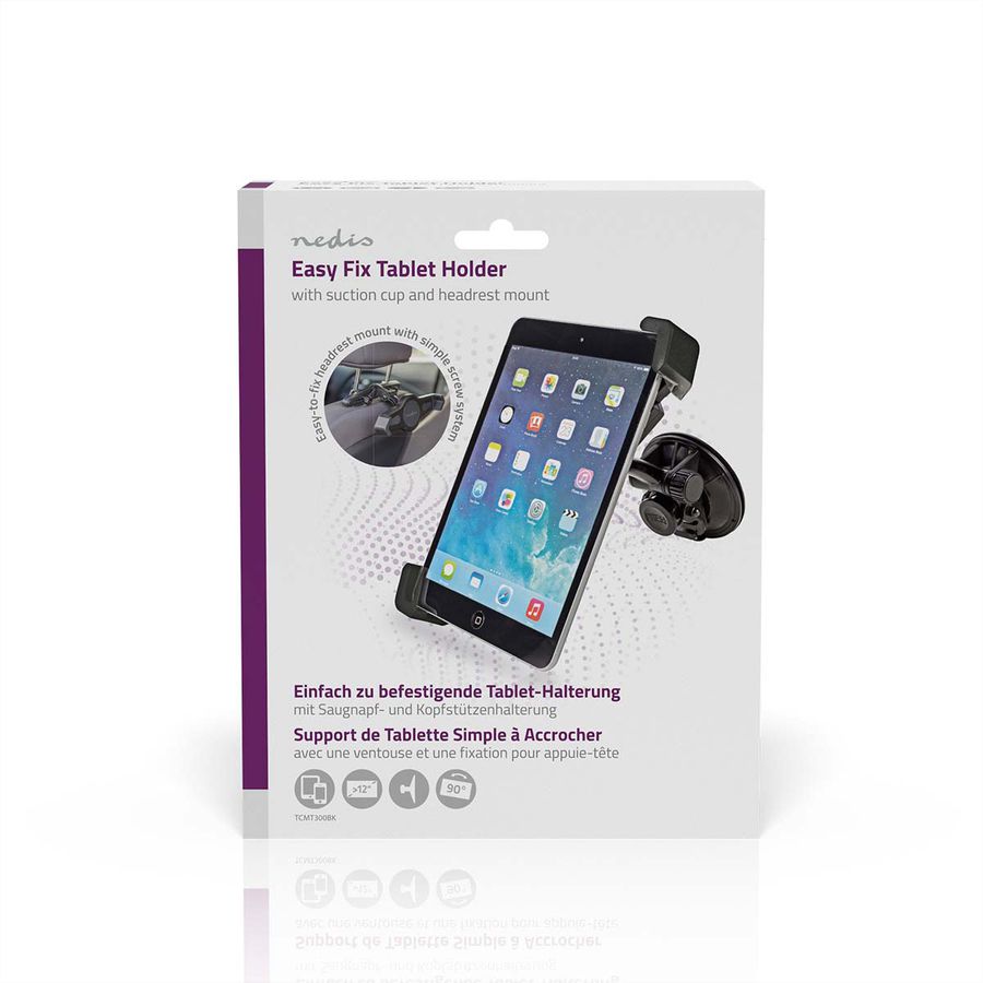 Support pour tablette de 12 pouces Nedis pour voiture, Fenêtre, appuie-tête, réglable