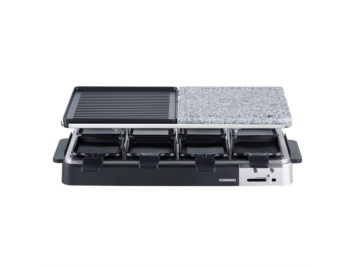 Melissa Raclette 16300027 schwarz, 8 Personen, Halbsteinplatte 1200-1400W