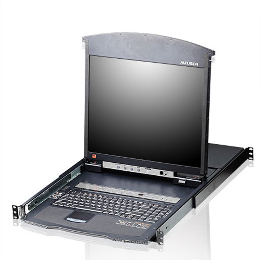 ATEN KL1508AN KVM-Switch, 48cm TFT, VGA, PS/2-USB über Kat 5, 8 Port, DE-Layout
