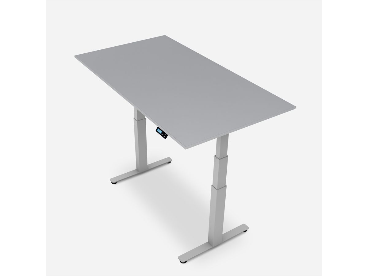 WRK21 Schreibtisch Work 120 x 80 cm, Höhenverstellbar, Grau Uni / Grau