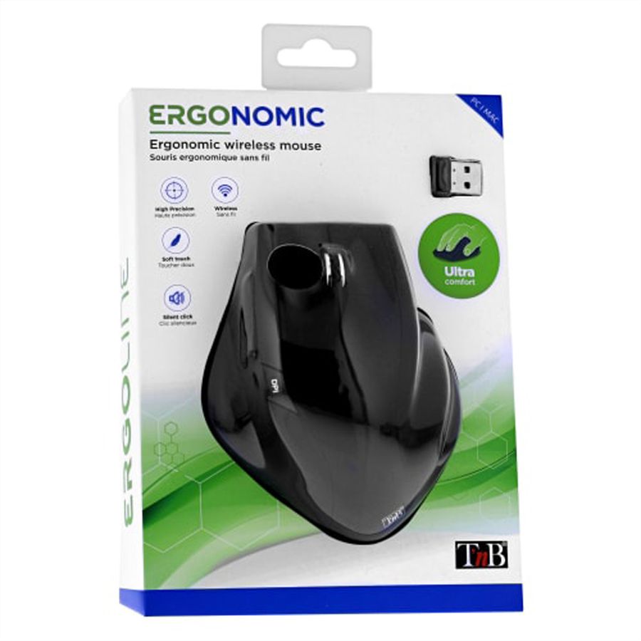 T’nB ergonomische kabellose Maus, Schwarz