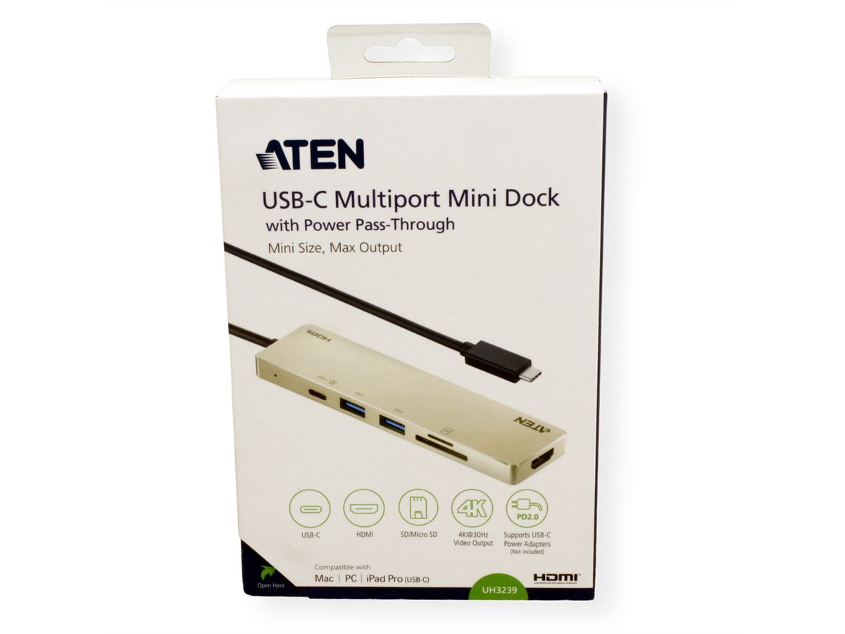 ATEN UH3239 Mini station d’accueil multiport USB-C avec transfert de puissance