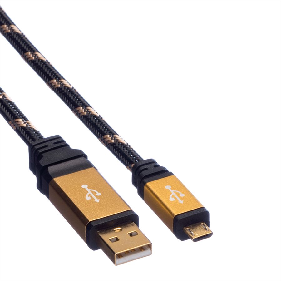 ROLINE GOLD Câble USB 2.0, USB A mâle - Micro USB B mâle, 1,8 m