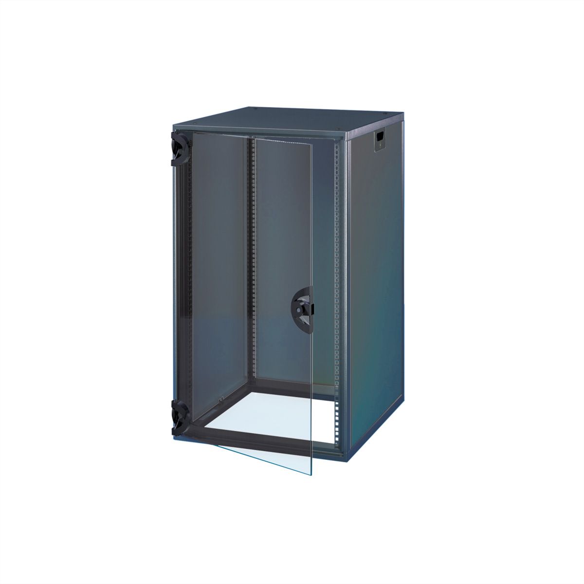Armoire Novastar SCHROFF avec porte vitrée et panneau arrière, Slim-Line, RAL 7021, 589H 553W 600D