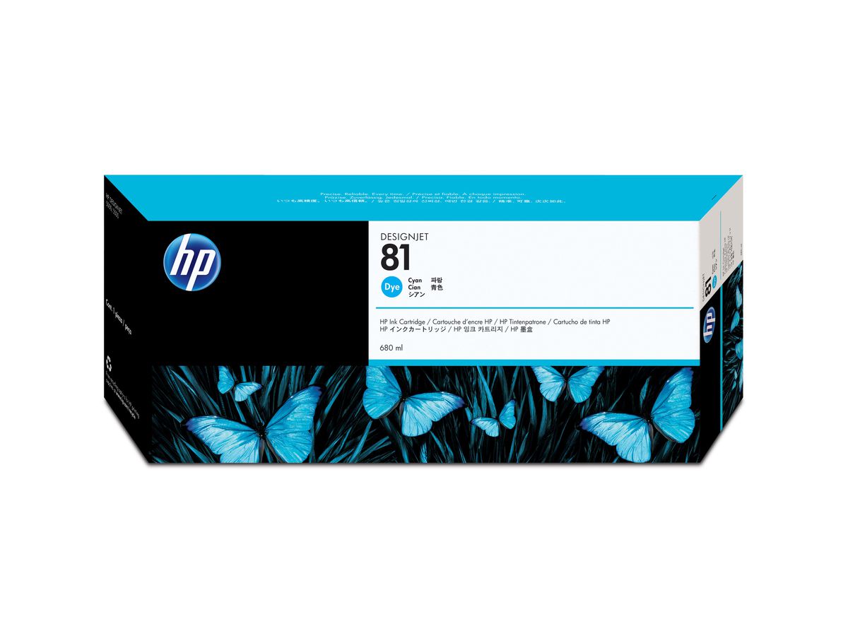 HP 81 Cyan Druckerpatrone, farbstoffbasiert, 680 ml