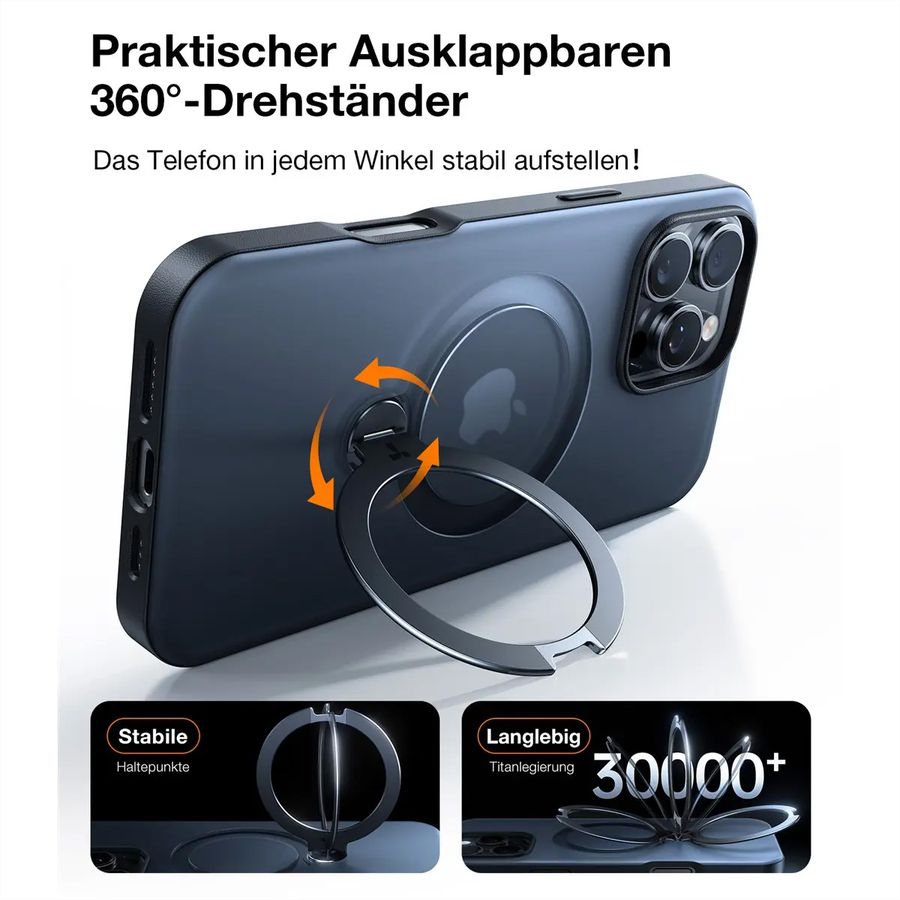 Torras UPRO Ostand Spin Case, iPhone 17 pro Max, MagSafe, noir