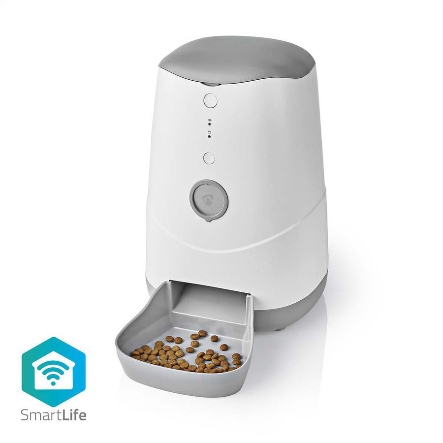 Nedis SmartLife Futterspender Wi-Fi 3.7 l für Hunde und Katzen, Android™ / IOS, Weiss,Grau
