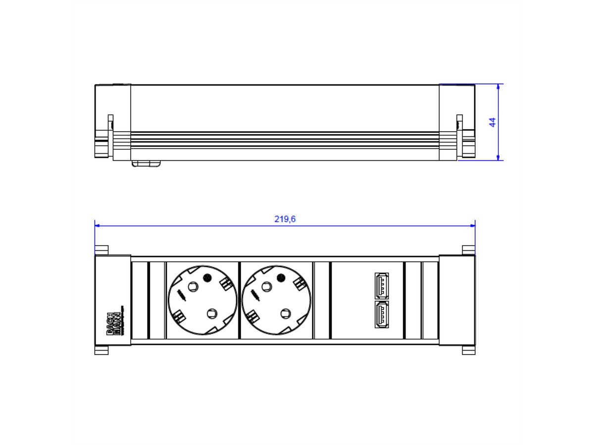 BACHMANN POWER FRAME Small 2x contact de protection 1x USBCharger