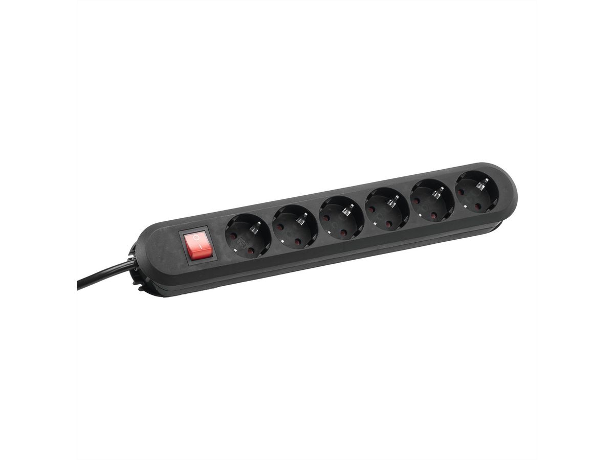 BACHMANN SMART Steckdosenleiste 6x Schutzkontakt, Schalter, schwarz, 5 m