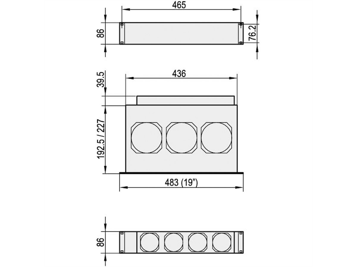 Unité de ventilation SCHROFF avec boîtier pour ventilateur de poussée 19", 2 U, axial, 230 VAC