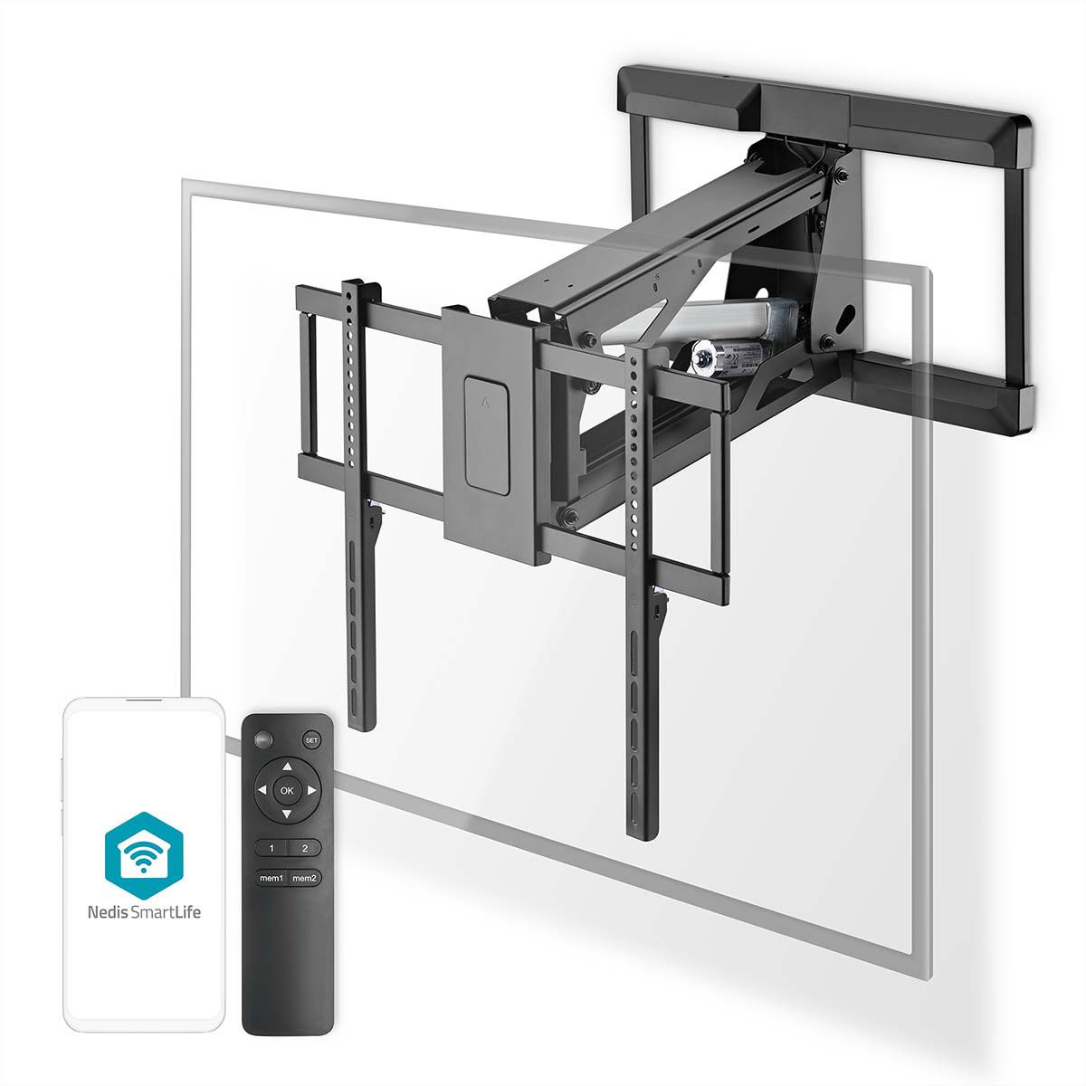 Nedis SmartLife motorisierte TV-Wandhalterung 37–75" schwarz, Wand, 35 kg, motorisiert