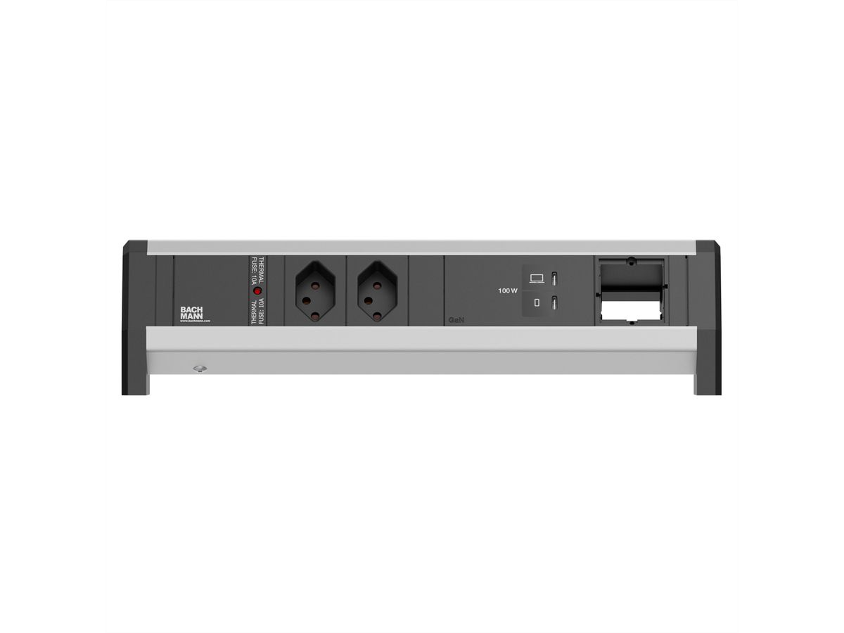 BACHMANN DESK 2xCH 90° 1xUSB C/C 100W, 1xCM