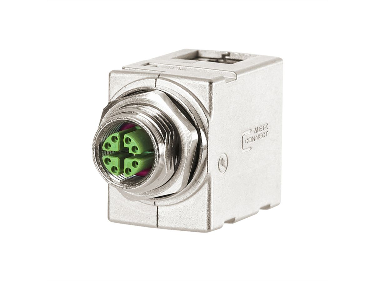 METZ CONNECT Traversées de cloison pour armoire électrique M12 , codage X, sur RJ45 - coudée