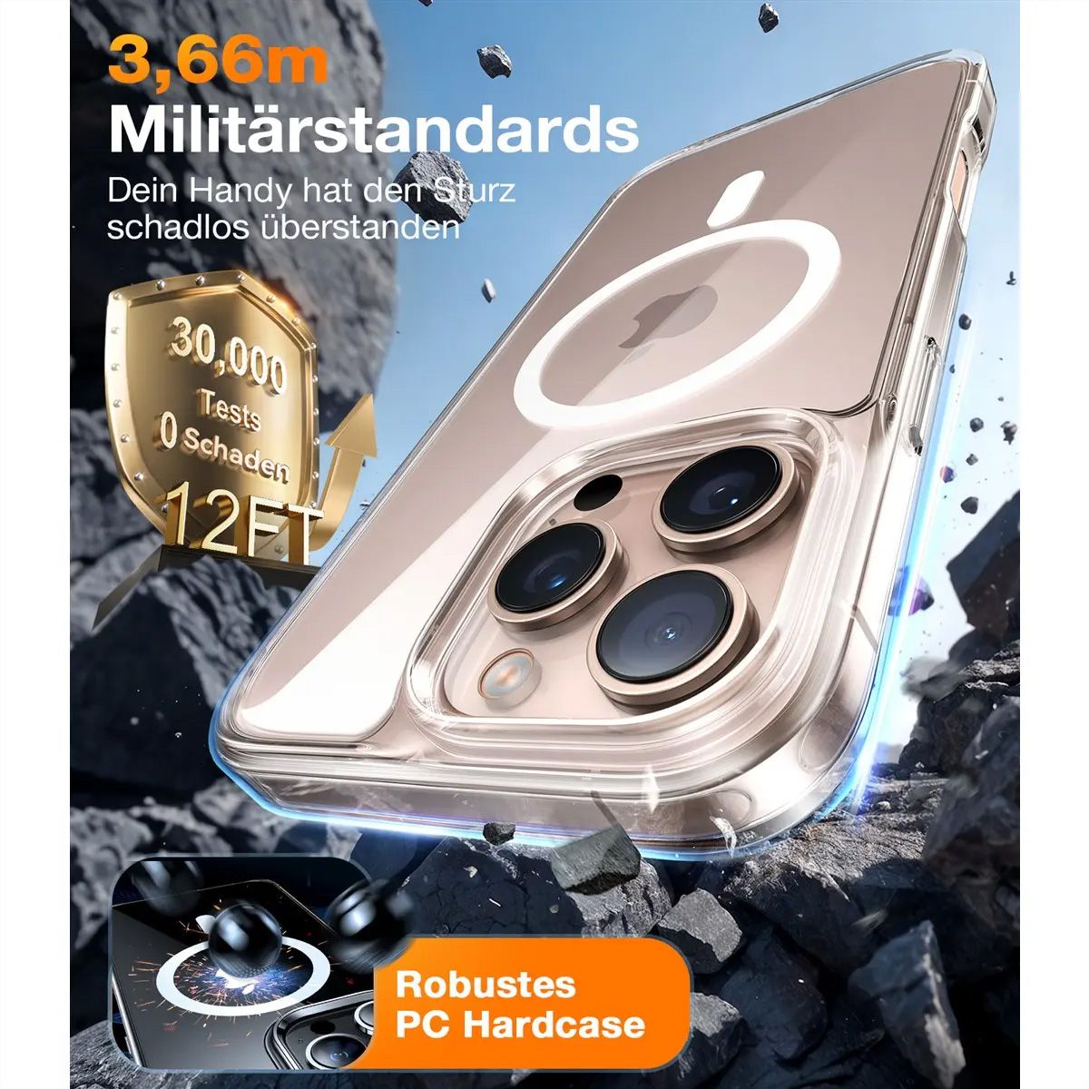 Torras Diamond Case, iPhone 16, MagSafe, transparent