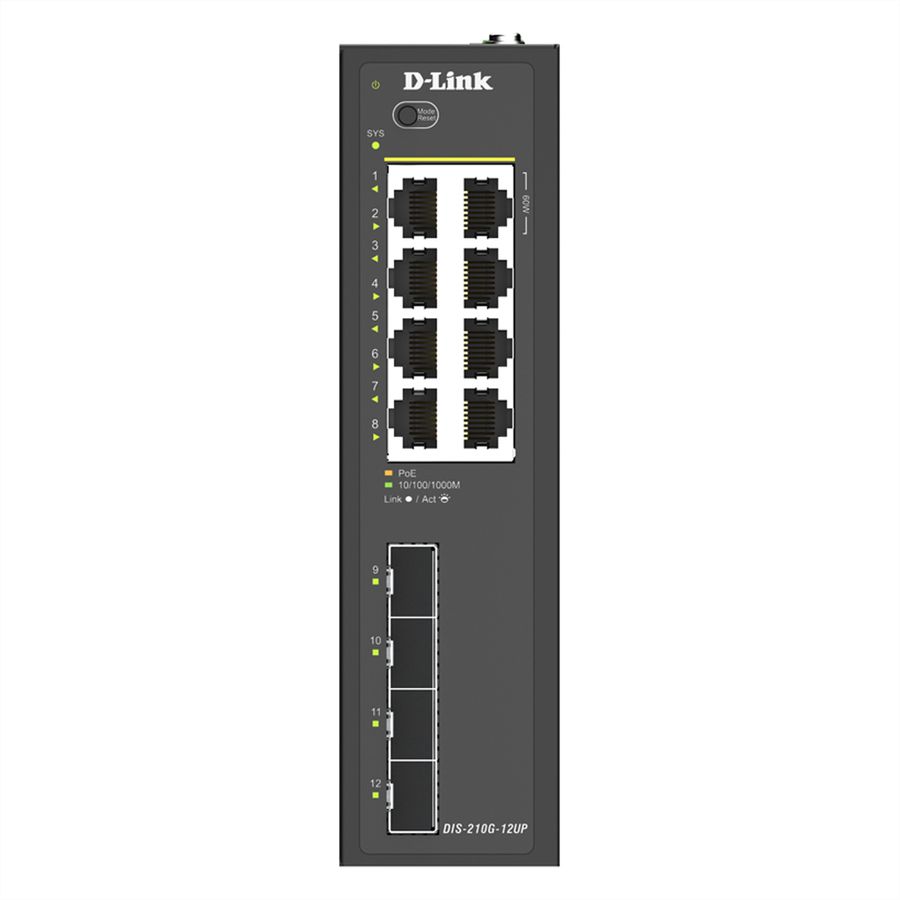 D-Link DIS-210G-12UP Switch 12 ports, Smart Managed Gigabit PoE industriel