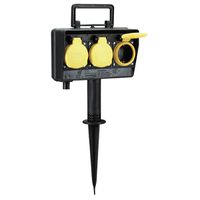 BACHMANN Gartensteckdose mit Erdspieß, 3x CEE 7/3, IP44, Outdoor