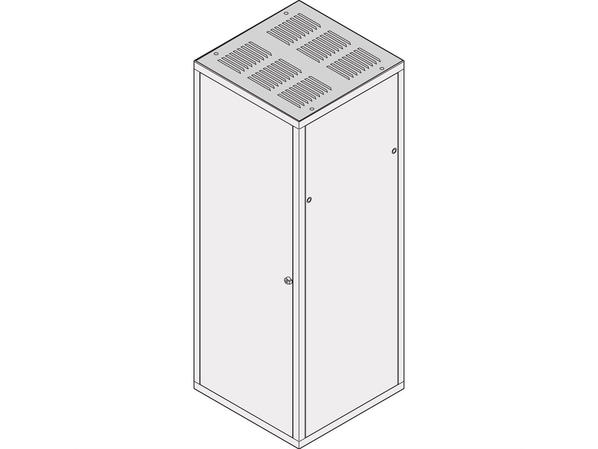 SCHROFF Eurorack Capot supérieur affleurant, persienné , RAL 7021, 600W 900D