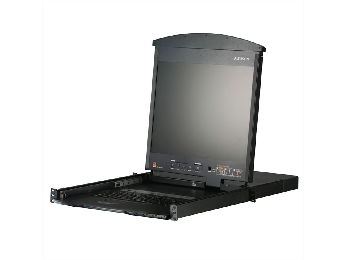 ATEN KL1508AM KVM-Switch, 43cm TFT, VGA, PS/2-USB über Kat 5, 8 Port, D, UK-Layout