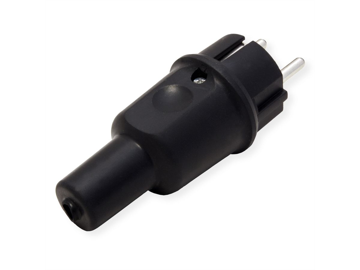 BACHMANN Vollgummi Stecker, deutsch-franz. System, IP44, schwarz