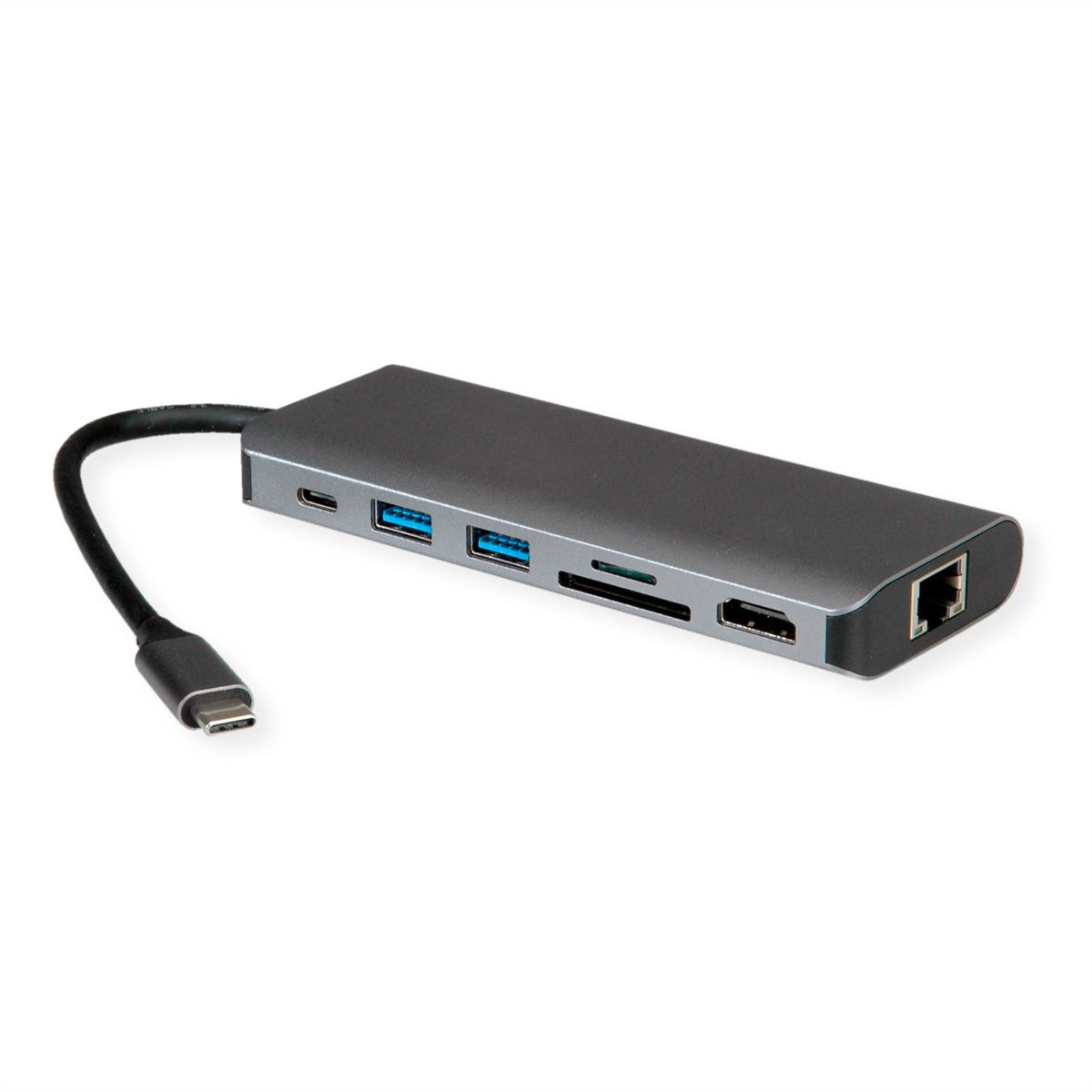 ROLINE Station d'accueil USB type C, HDMI 8K30, 2x USB3.2 Gen1 (A), 1x PD, 1x LAN, SD/MicroSD