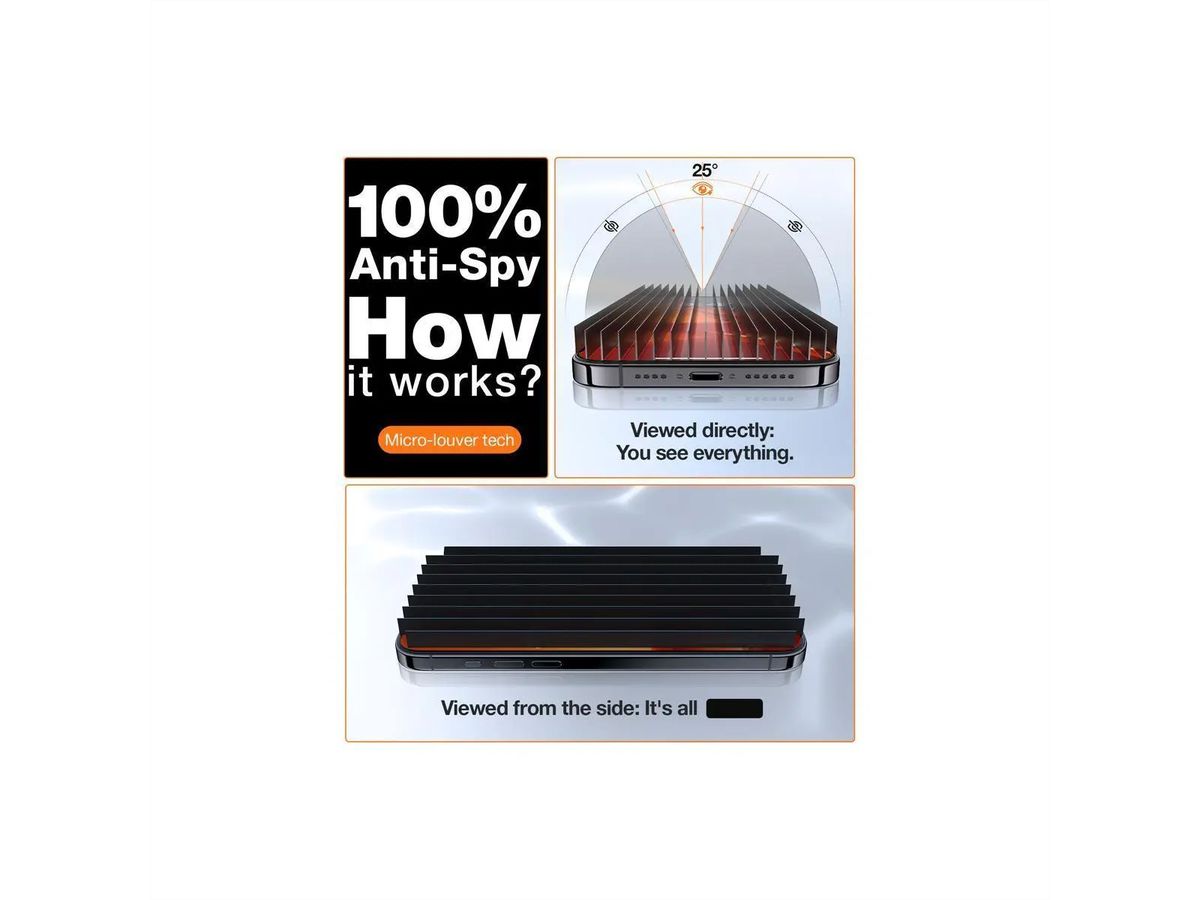 Torras Verre tempé protection d'écran, Privacy, GlassGo, iPhone 15 Pro Max, transparent