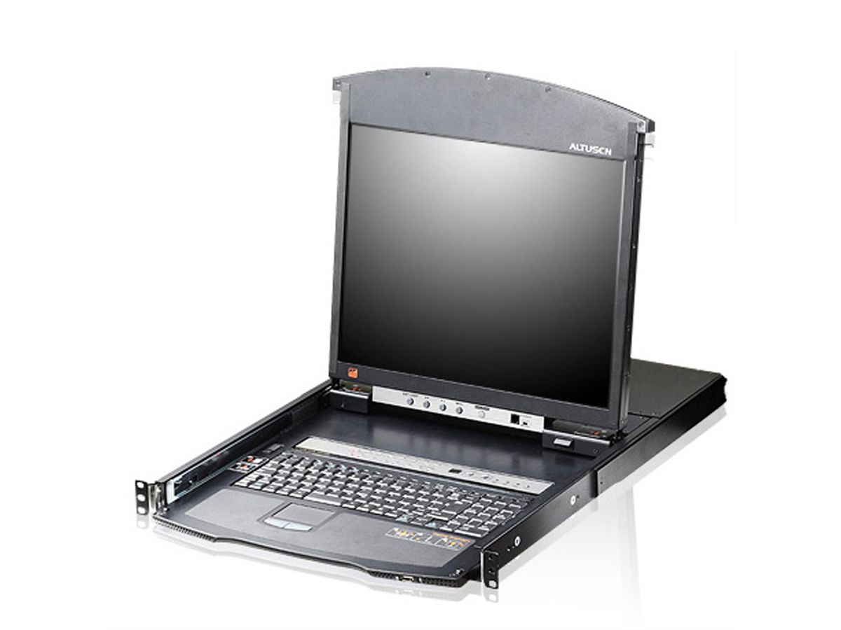 ATEN KL1516AiM KVM Over-IP Switch, 43cm TFT, VGA, PS/2-USB über Kat 5, 16 Ports, DE-Layout