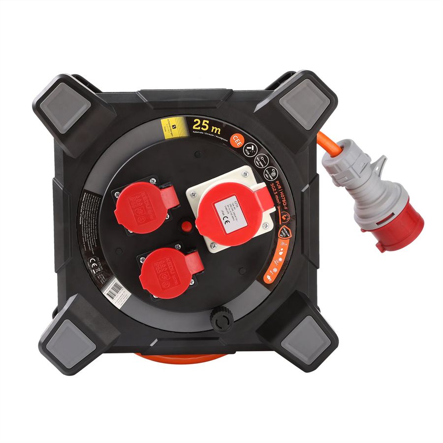 Kabelbox Kunststoff CEE 5P 16A 2xT25, EPR-PUR H07BQ-F 5G2.5mm2 1xCEE16/5 IK08, orange
