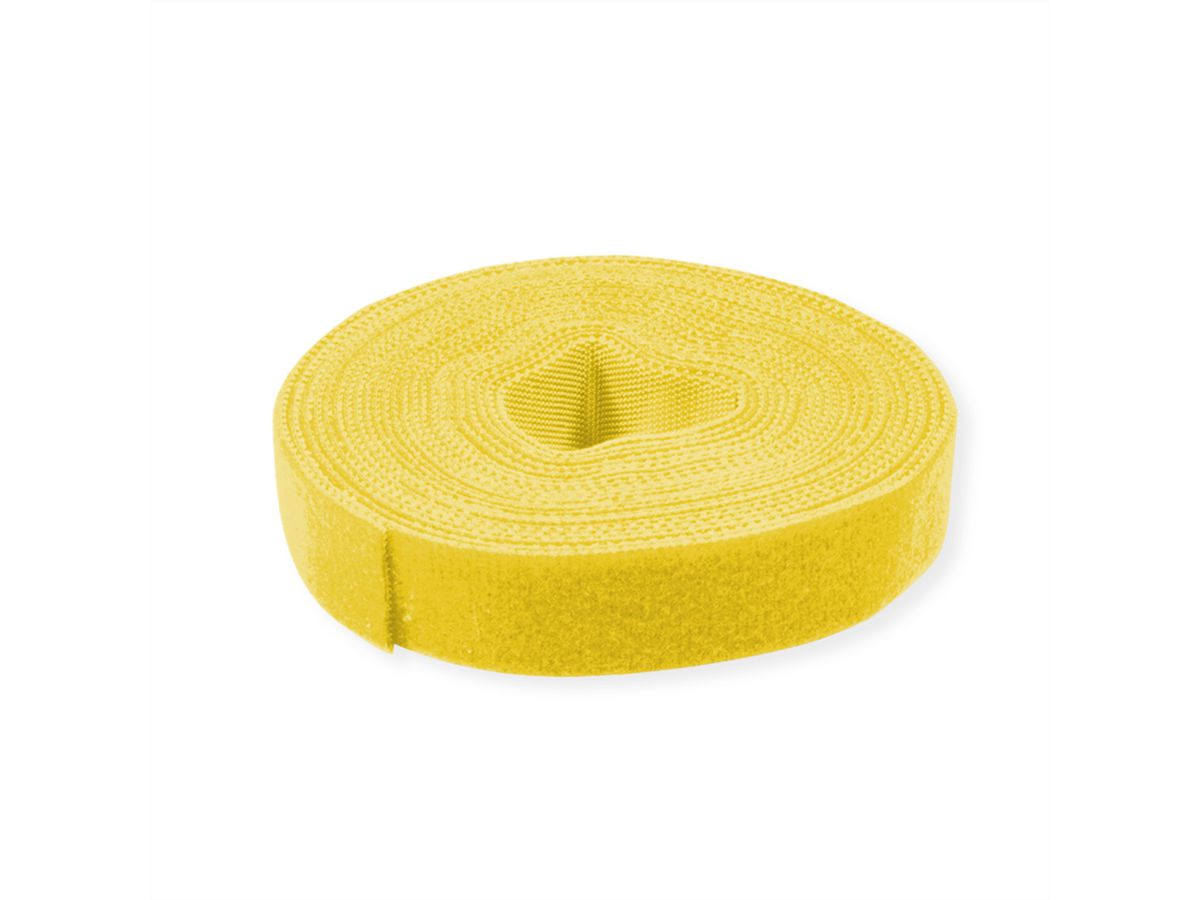 VALUE Klettband auf Rolle, 10mm, gelb, 25 m