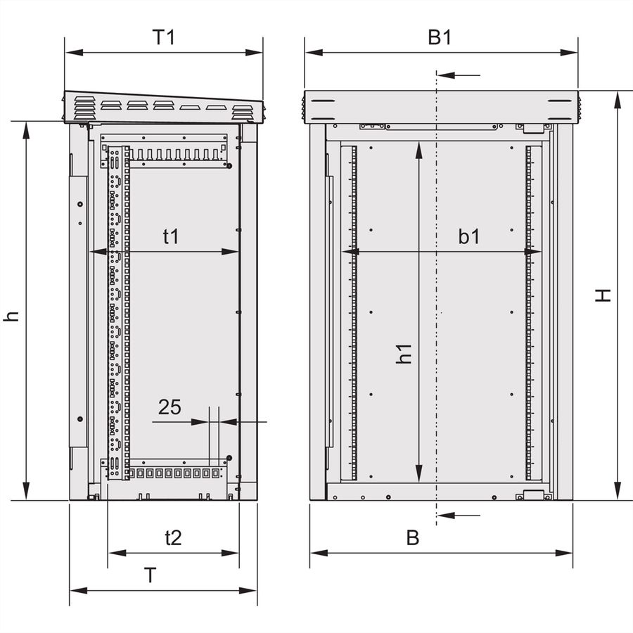 SCHROFF Armoire monobloc d'extérieur avec porte simple, 1100H 20 U, 700W 500D