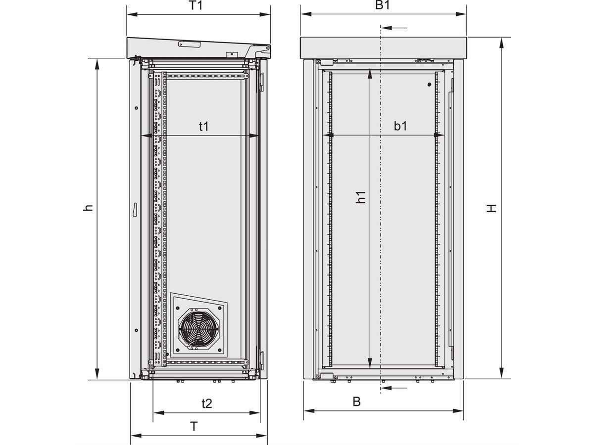 SCHROFF - Armoire modulaire pour l'extérieur avec porte double, ventilateur, 1330H 1300W 600D