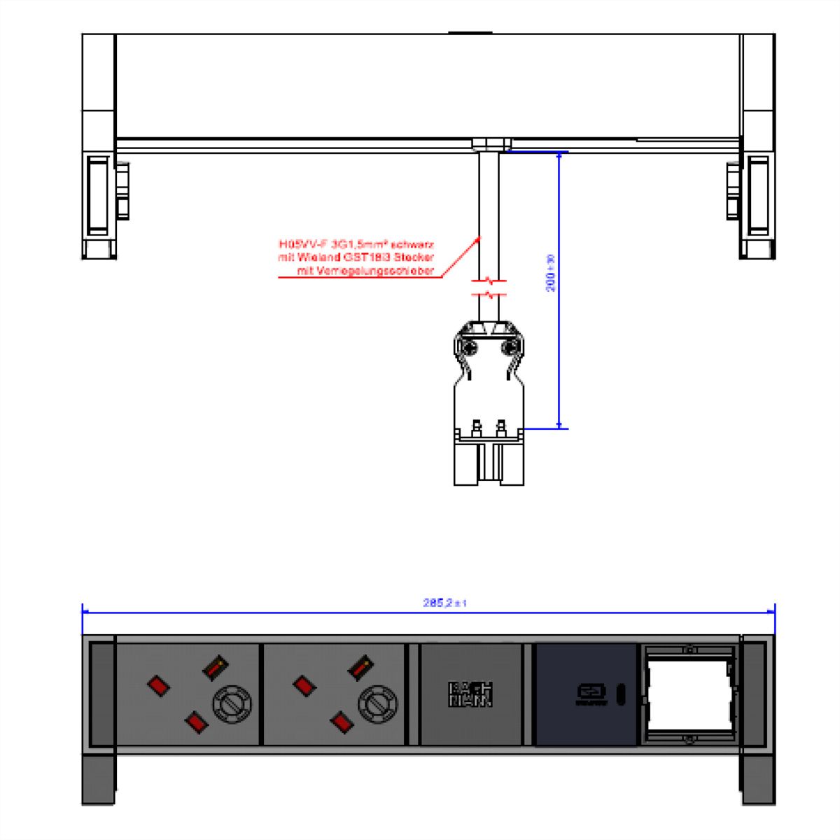 BACHMANN DESK2 2xUK 1xUSB C 30W 1xCM, UK