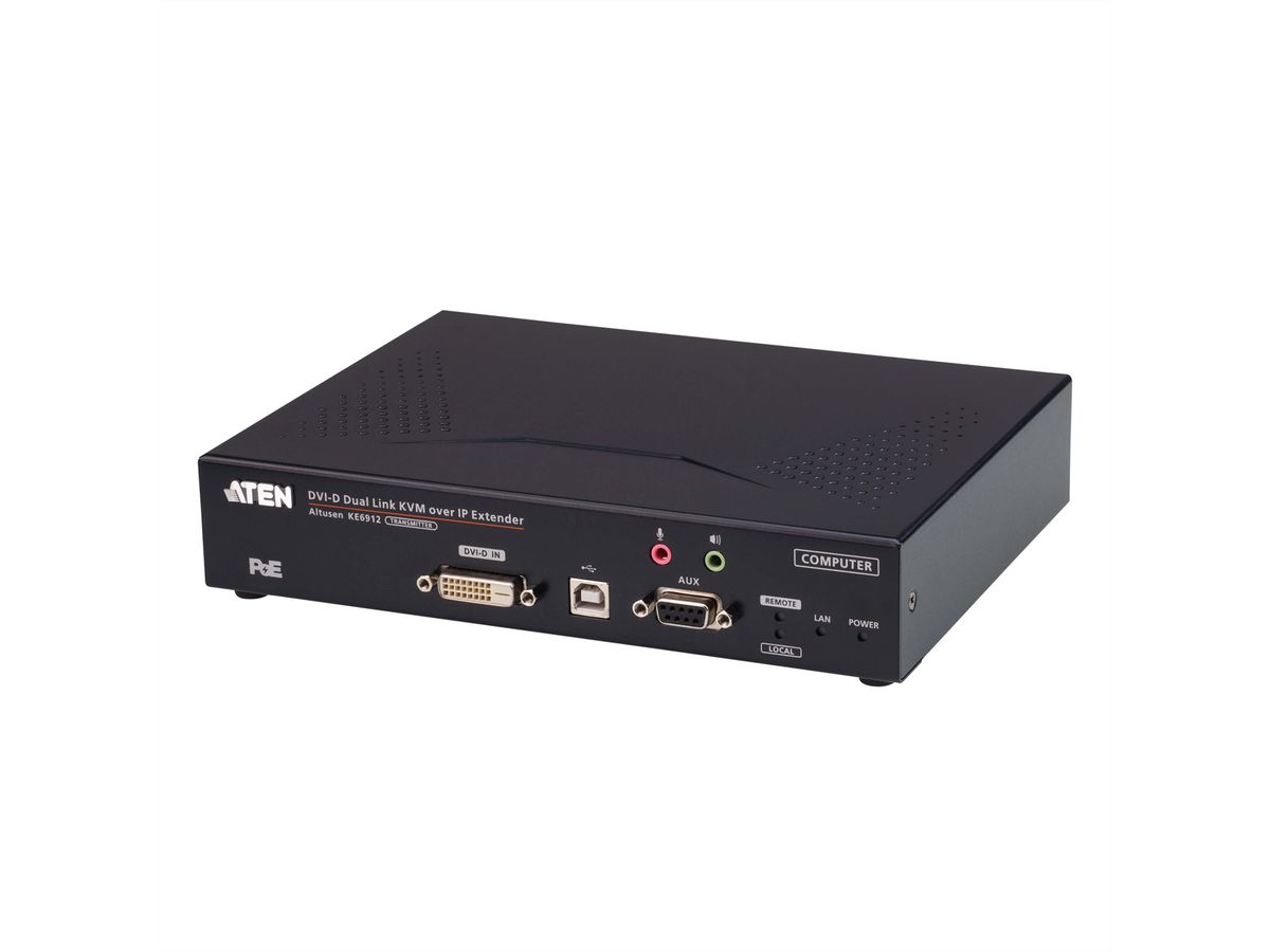 ATEN KE6912T Système d'extension KVM 2K DVI-D Dual Link sur IP avec PoE, émetteur