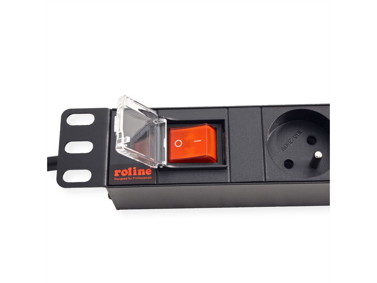 ROLINE 19-Zoll-Steckdosenleiste 8fach, mit Ein-/Aus-Schalter, UTE-Version, schwarz, 1,8 m