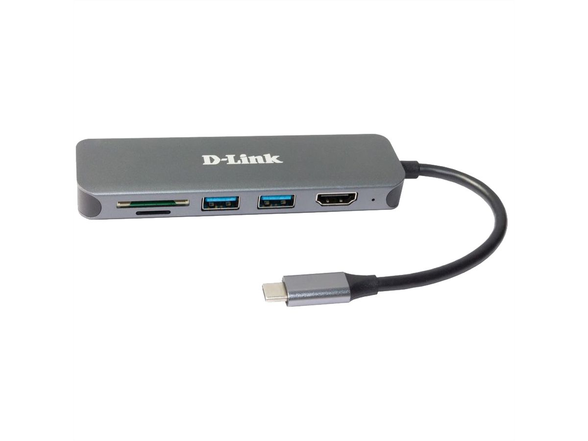D-Link DUB-2327 Hub USB-C 6 en 1 avec HDMI/lecteur de carte/alimentation