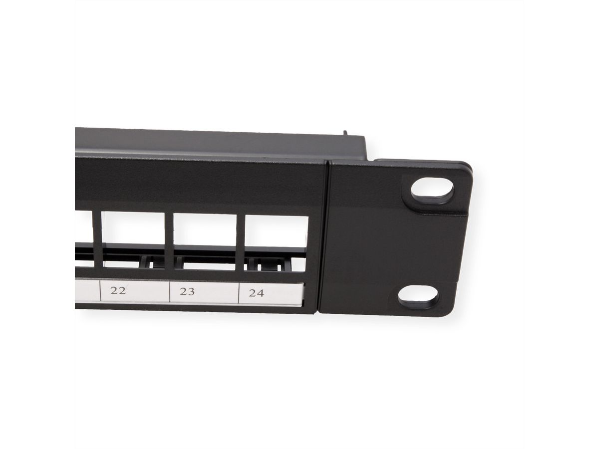 VALUE Panneau de brassage 19" pour keystones, 24 ports, 1U, en 3 parties, non-blindé, noir