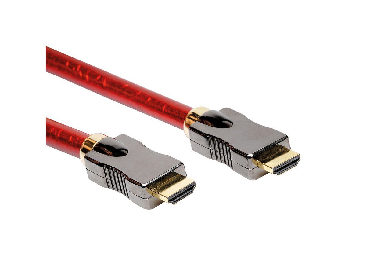 ROLINE 8K HDMI Ultra HD Kabel mit Ethernet, ST/ST, rot, 1 m