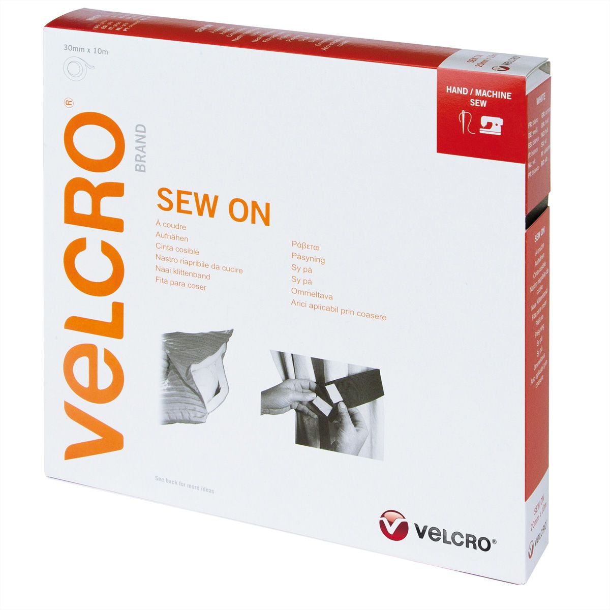 VELCRO® Crochets & velours 30mmx10m blanc, bande à coudre
