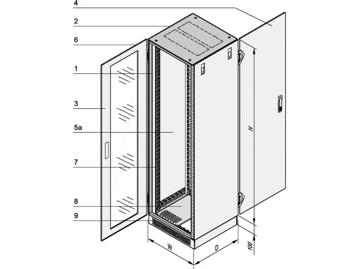 SCHROFF Varistar NET Plus Cabinet, RAL 7035, simple, 42 U, 2000H, 600W, 900D