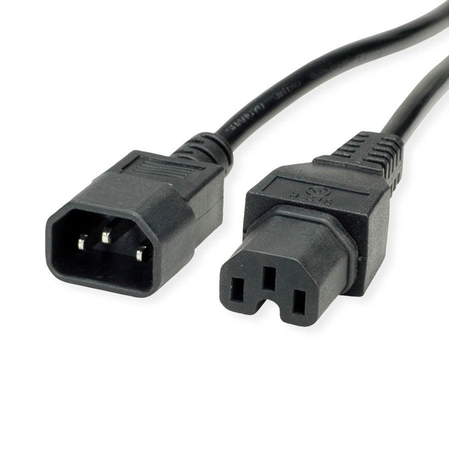 VALUE Netzkabel IEC320/C14 Stecker - C15 Buchse, H05RN-F, schwarz, 1,8 m
