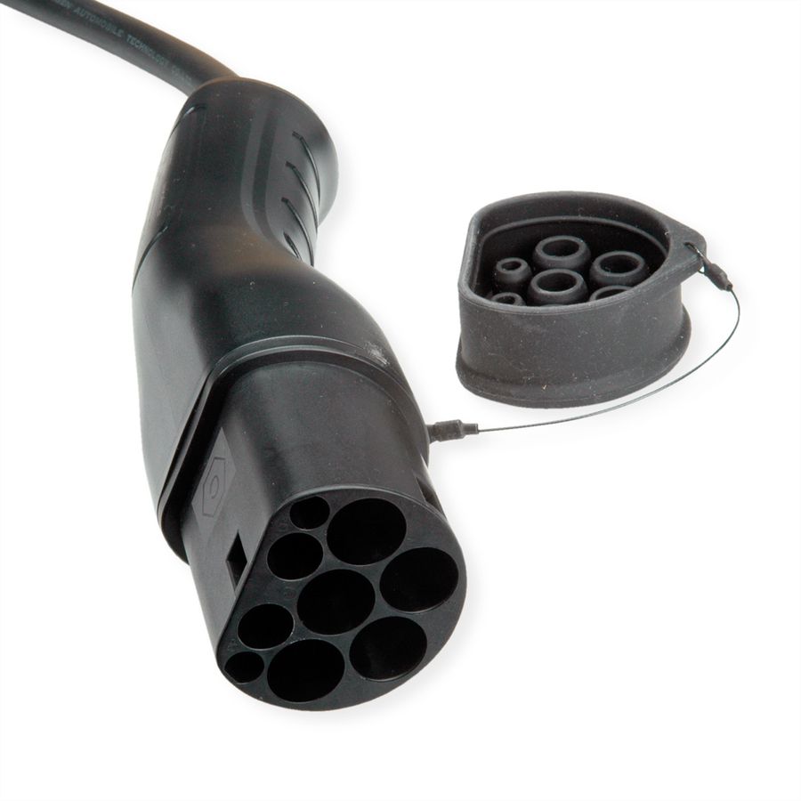 ROLINE E-Auto Spiral-Ladekabel Typ2, 3-phasig, 480VAC (3P+N+E), 16 A, 11 kW, max. 2m