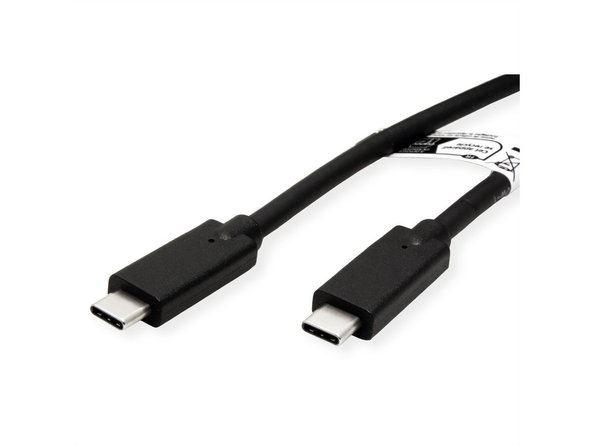ROLINE Câble compatible USB 3.2 Gen2, C-C, M/M, 4K UHD-1, 10Gbit/s, Emark, 100W, noir, 3 m