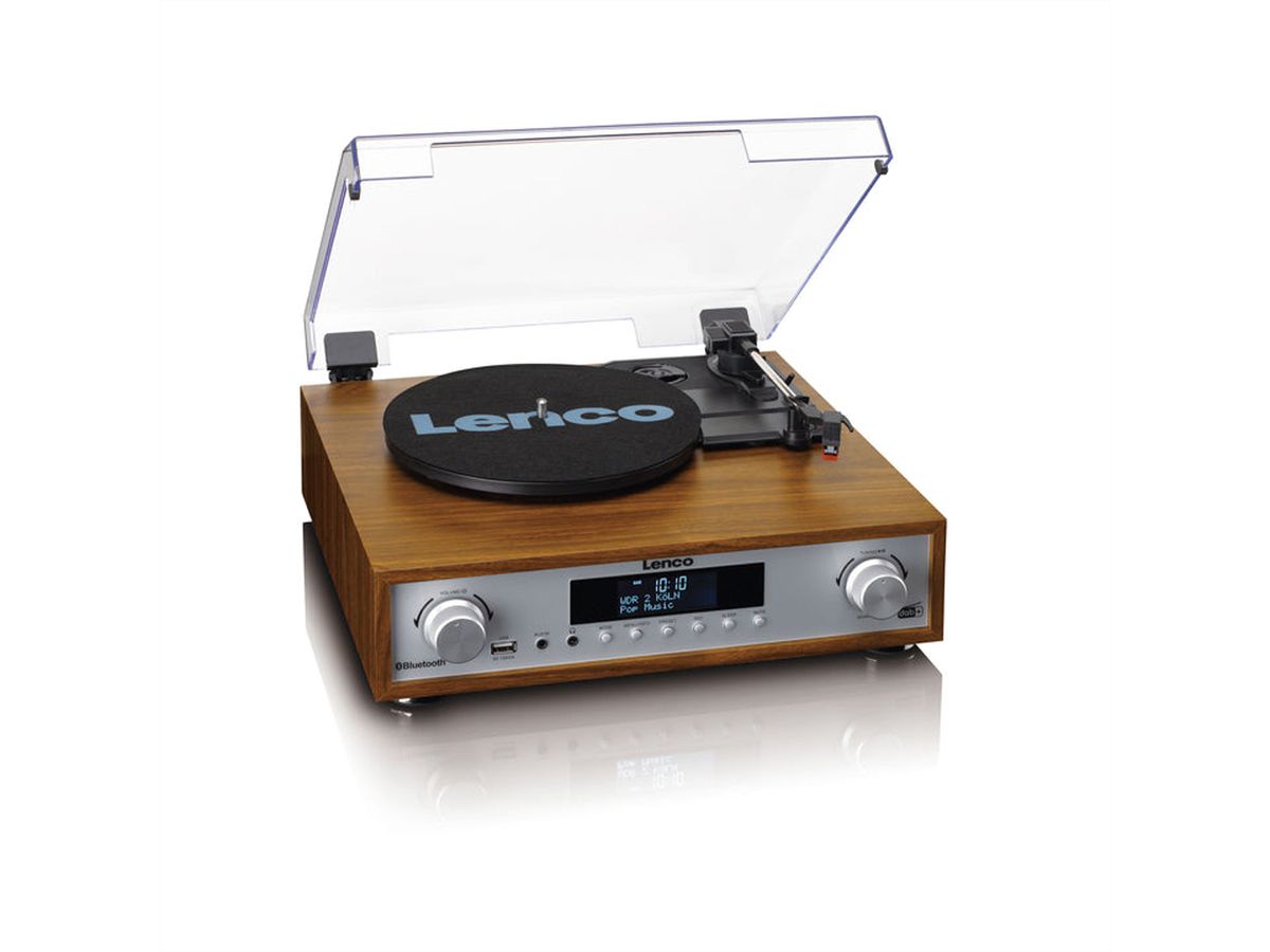 Lenco Chaîne Hi-Fi MC-160WD couleur bois, TT, DAB, radio FM, BT